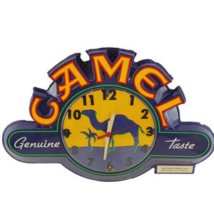Vintage 90s Camel Cigarette Advertising Wall Clock Purple Plastic Sign Works